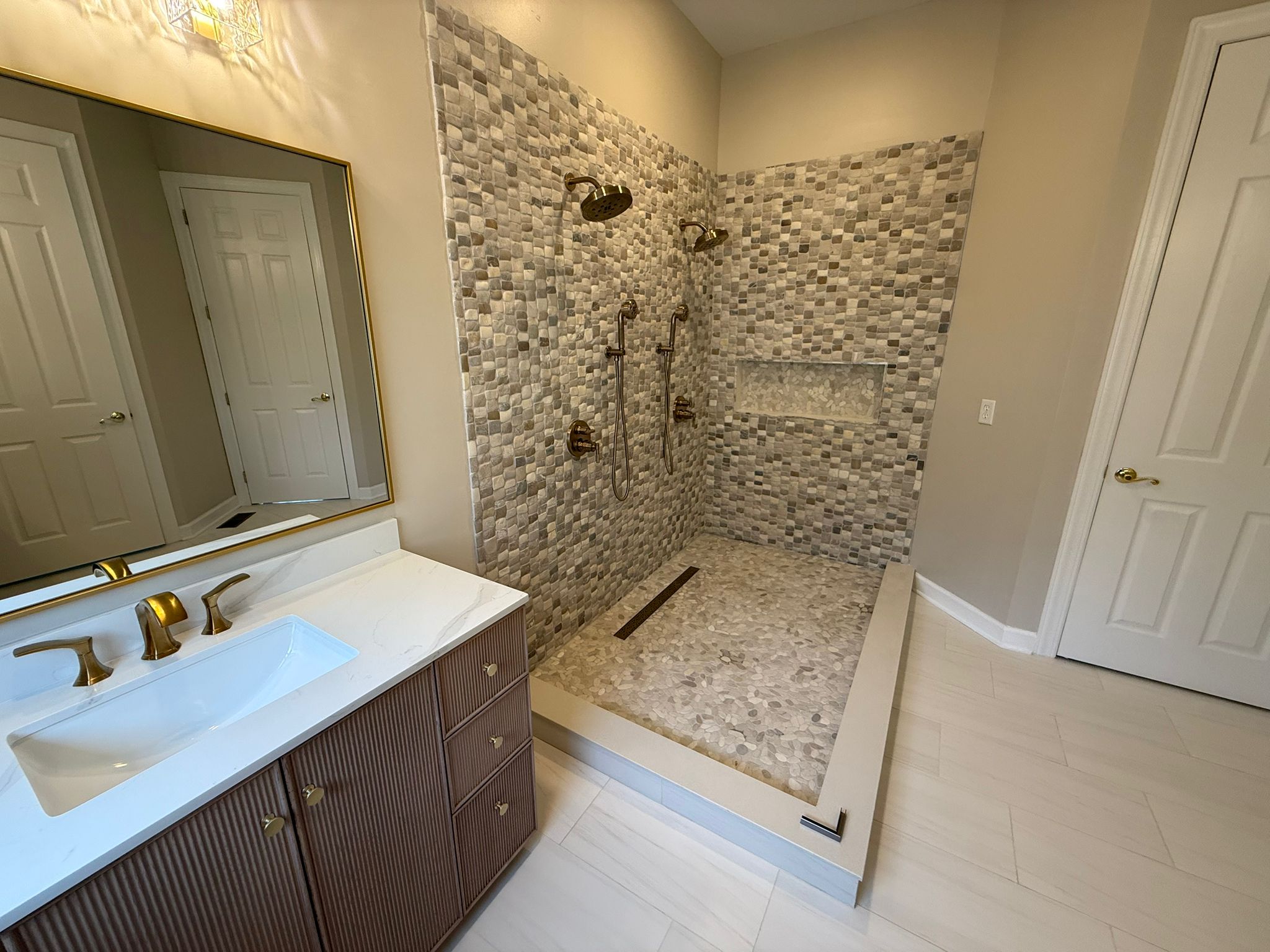Craftsman tile setting and waterproof bathroom construction